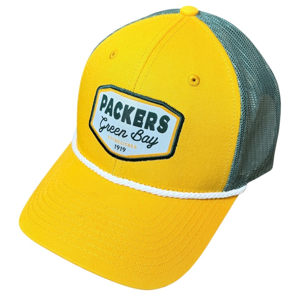 NFL Green Bay Packers Trucker Hat Mens OSFM Yellow Green New Mesh Snapback Cap
